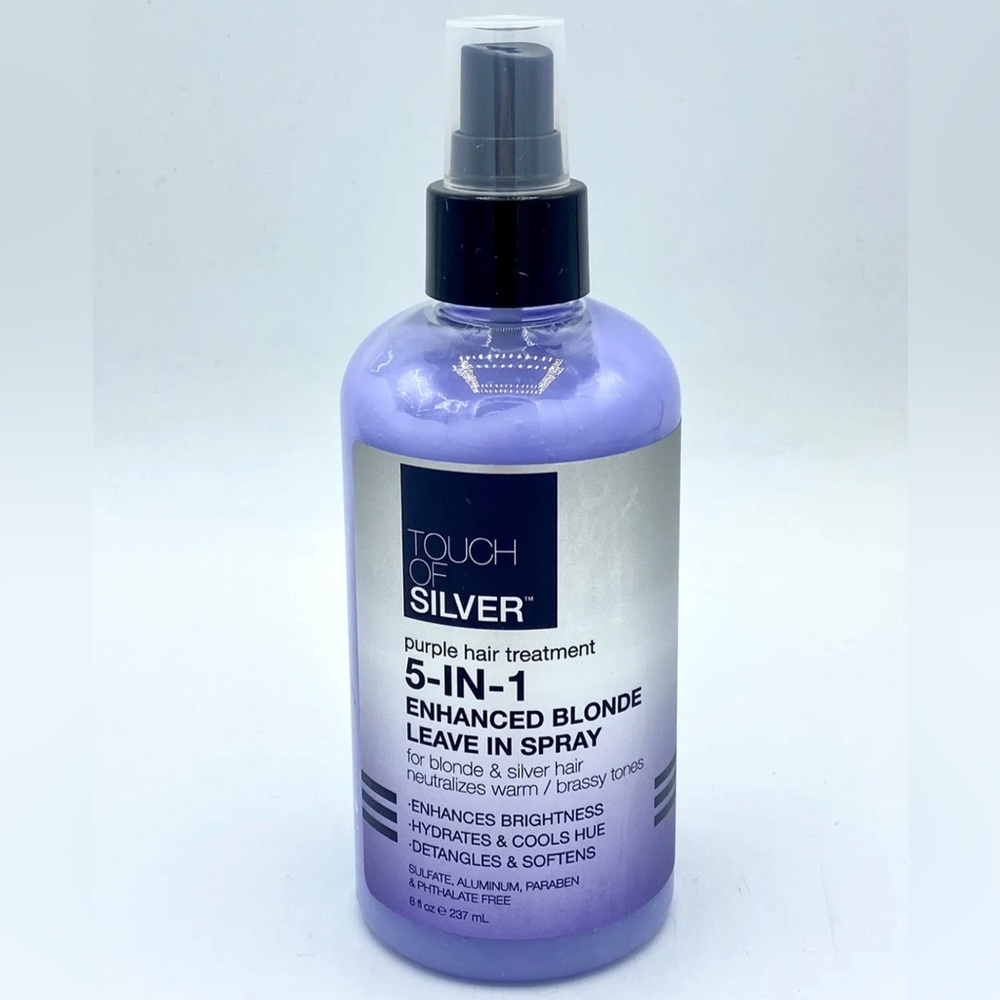 Touch of Silver 5-in-1 Enhanced Blonde Leave-in Spray 8oz Purple Hair Treatment